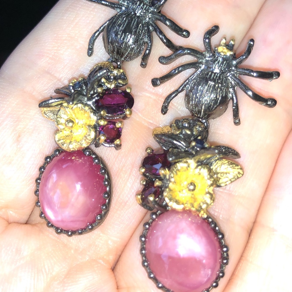 Unique Genuine Star Ruby Earrings - image 4